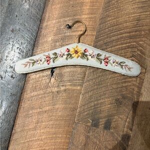 Vintage Needlepoint Floral Padded Hanger | Cottagecore Decor